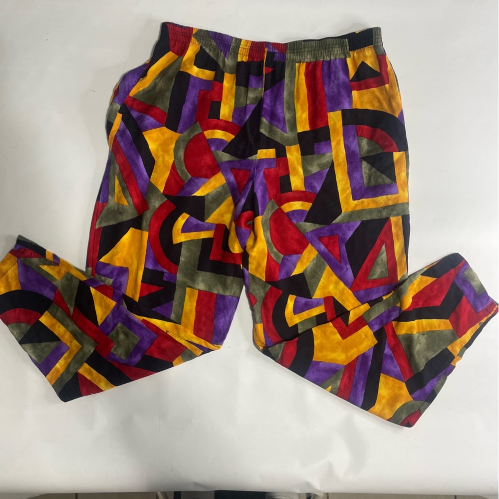 80s vintage made in U.S.A multicolored baggy pants parachute pant